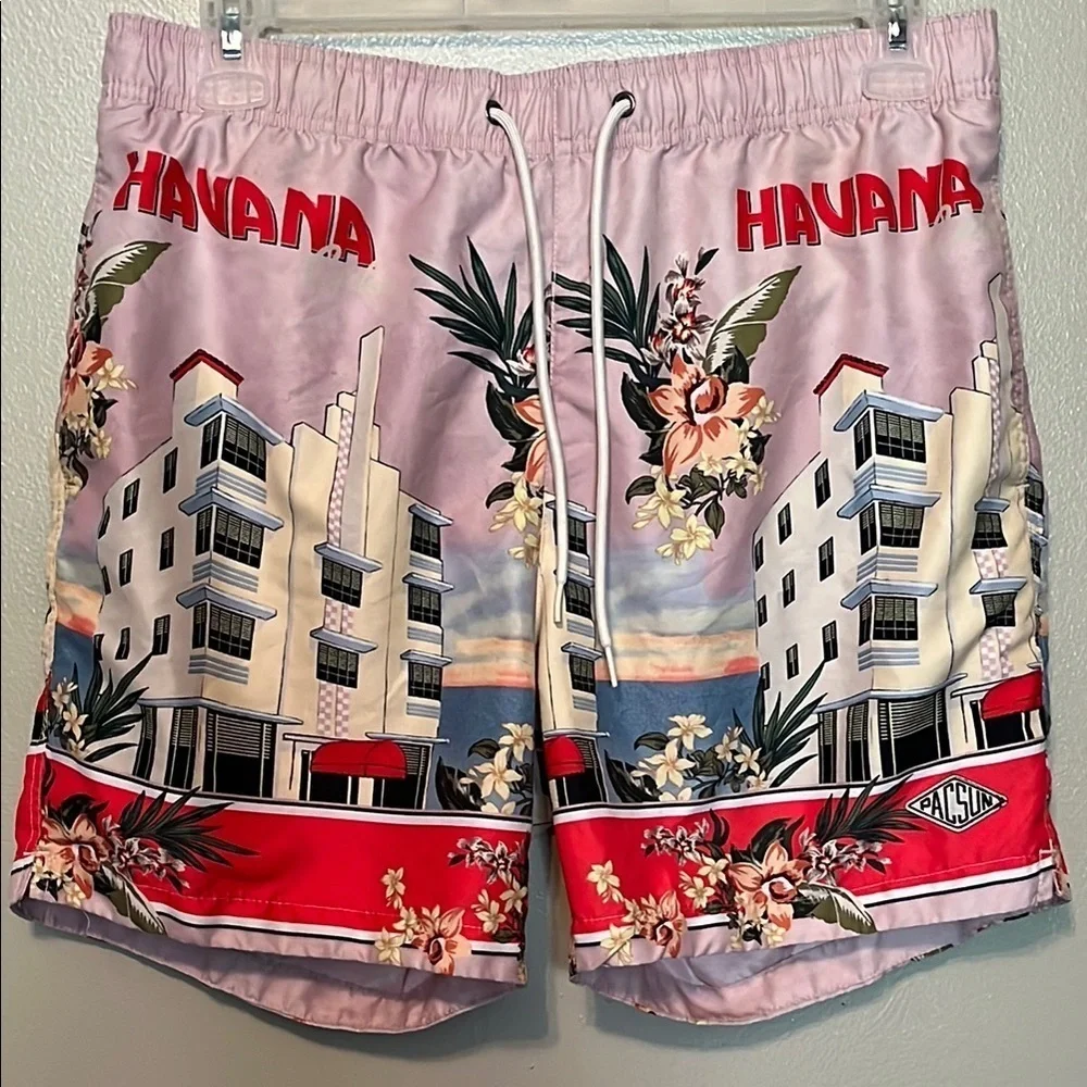 Pac Sun Havana Graphic Swim Shorts men’s size large
